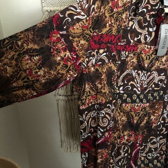 Chico’s Brown Multicolor Cotton Danielle Shirt 3 - Picture 4 of 7